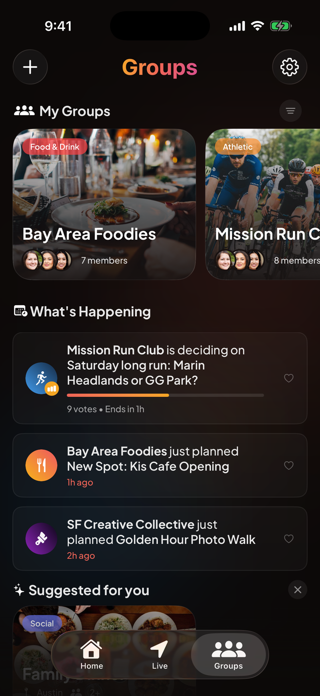 Up For Groups: Bay Area Foodies and Mission Run Club with a live poll deciding Saturday's run